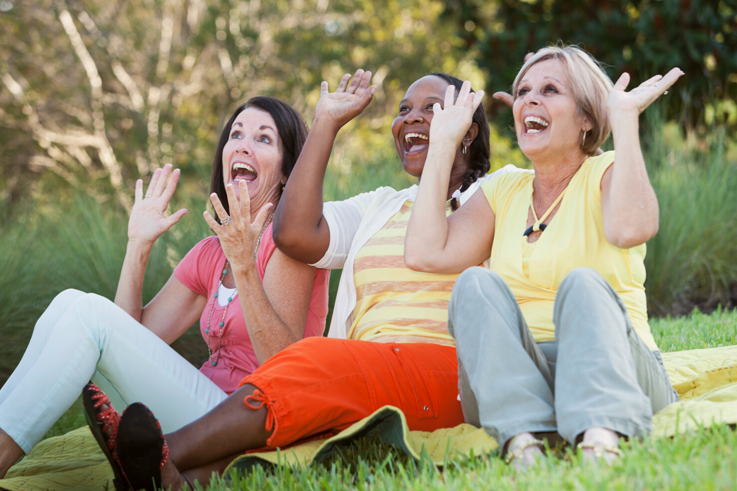 Three excited women